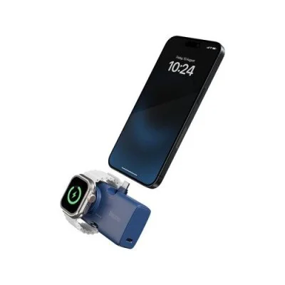 bazic gopower koda, 2in1 5000mah foldable usb-c / lightning pin powerbank with apple watch charger - Navy